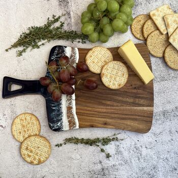 Custom Couples Name Resin Wood Cheese Board | For Anniversary, Wedding Gift, 6 of 7