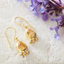 Citrine Seed Pearl Teardrop Gold Plated Silver Earrings, thumbnail 2 of 6