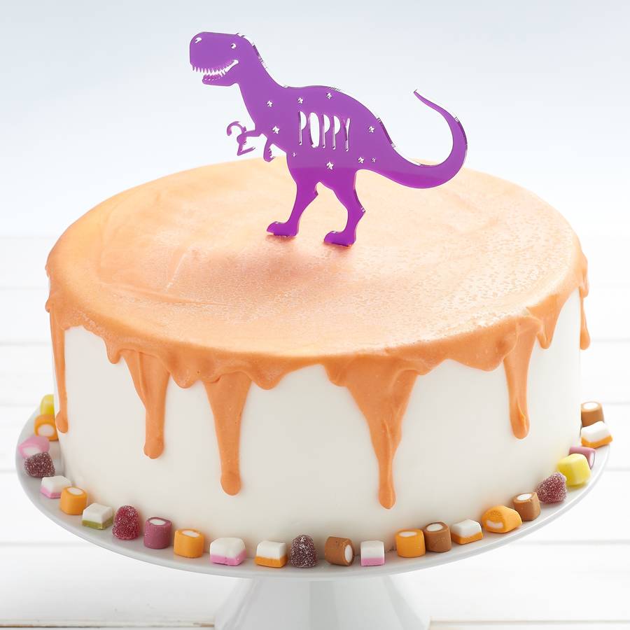 Personalised T Rex Dinosaur Birthday Cake Topper, 1 of 6