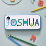 Children's Personalised Name Pencil Case Blue, thumbnail 1 of 7