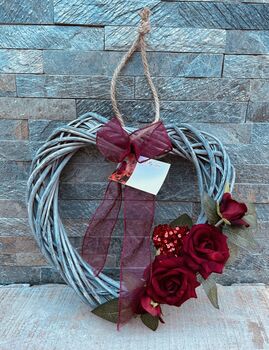 Valentines Red Rose Heart Hanging Wreath, 6 of 6