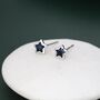 Sterling Silver Darkest Blue Cz Star Stud Earrings, thumbnail 3 of 12