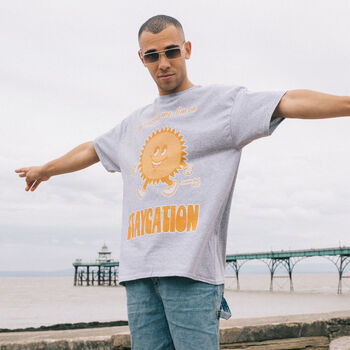 Staycation Men's Slogan T Shirt With Sun Graphic, 2 of 4