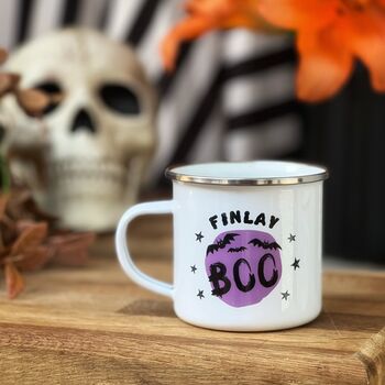 Personalised Boo! Halloween Enamel Mug, 6 of 11