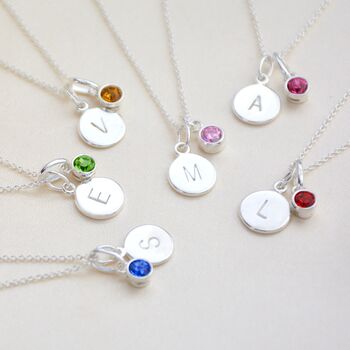 Sterling Silver Mini Initial And Birthstone Necklace, 4 of 8