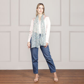 Branches Long Chiffon Silk Scarf, 2 of 10