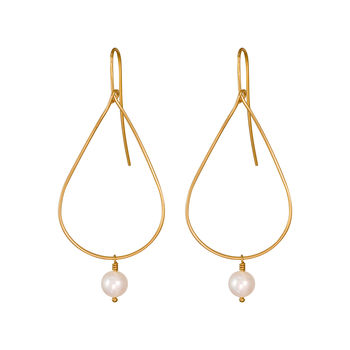 Gold Or Silver Pearl Teardrop Hoop Earrings, 2 of 5
