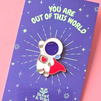 Cartoon Astronaut Enamel Pin Badge, 2 of 4