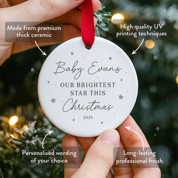 Baby's First Christmas Bauble With Custom Name 2025, 3 of 7