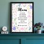 July Larkspur Birth Flower Positive Affirmations Gift For Mum Print, thumbnail 3 of 8