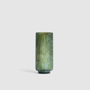 Reeded Green Cylindrical Glass Vase, 3 of 5