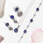 Blue Sapphire Pendant Necklace In Sterling Silver And Gold, thumbnail 2 of 12