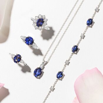 Blue Sapphire Pendant Necklace In Sterling Silver And Gold, 2 of 12