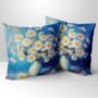 Sunlit Daisies In Blue Hand Made Poly Linen Cushions, thumbnail 1 of 9