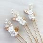White Flower Bridal Hair Pins, thumbnail 1 of 5