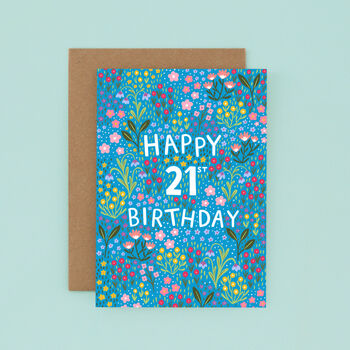 21st Birthday Card For Women, Floral 21st Card, For Her, 2 of 2