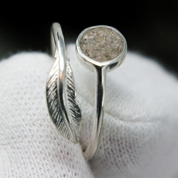 Feather Cremation Ashes Adjustable Memorial Ring, 4 of 7