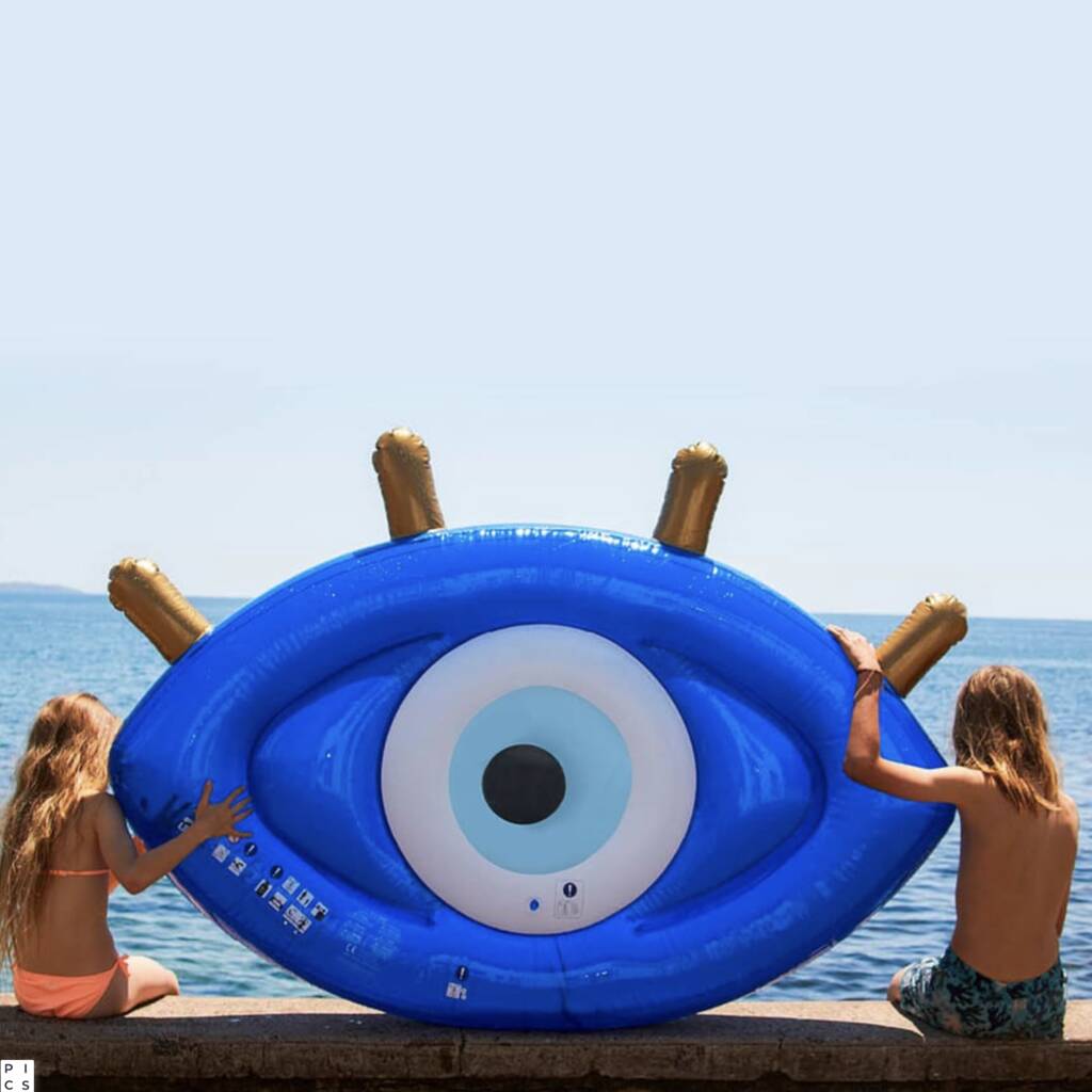 Blue Eye Inflatable Pool With Gold Lashes, 1 of 4