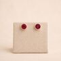7mm Gold Plated Sterling Silver Ruby Cz Stud Earrings, thumbnail 3 of 6
