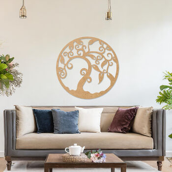 Wooden Tree Of Life Wall Art Circular Abstract Wall Design, 6 of 9