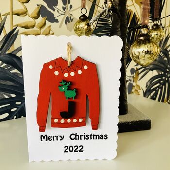Personalised Christmas Jumper Decoration And Card, 4 of 4