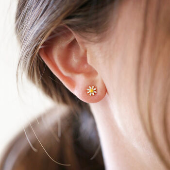 Mismatched Bee And Daisy Stud Earrings In Gold Plating, 4 of 4