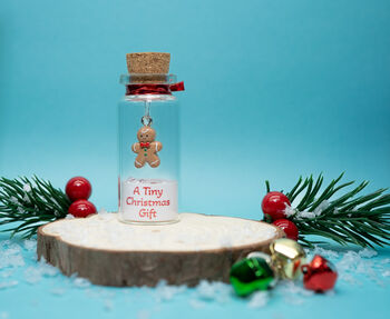 Personalised Christmas Gingerbread Man Tiny Keepsake Bottle Gift, 6 of 6