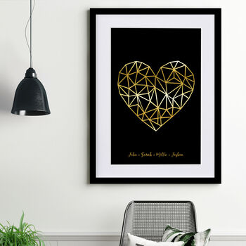 Personalised Metallic Gold Geometric Heart, 2 of 6