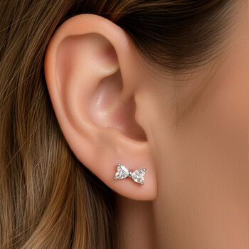 Gold Or Silver Women's Dainty Bow Stud Earrings With Screw Back, 6 of 6
