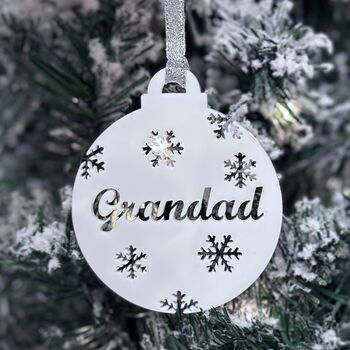 Personalised Name With Snowflakes Christmas Bauble, 4 of 12