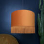 Rust Velvet Lampshades With Gold Lining With Fringing, thumbnail 3 of 12