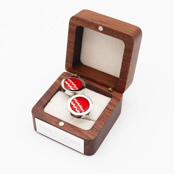 Personalised Cricket Ball Leather Cufflinks, 10 of 12