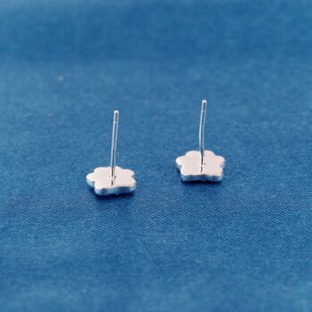 Blue Cz Stone Paw Print Stud Earrings, 4 of 7
