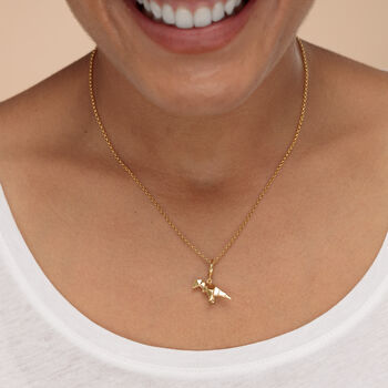 18ct Gold Origami T Rex Dinosaur Charm Necklace, 5 of 6
