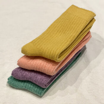 Ribbed Cashmere Wool Socks, 5 of 6