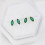 Sterling Silver Marquise Emerald Green Stud Earrings, thumbnail 4 of 11