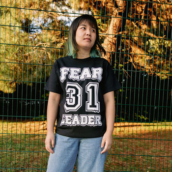 Fear Leader Women's Varsity Style Halloween T Shirt, 2 of 4
