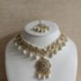 White Gold Kundan Pearl Set Necklace, Earrings And Tikka, thumbnail 2 of 12