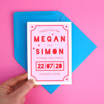 Personalised Wedding Congratulations Pink Greeting Card, 3 of 5
