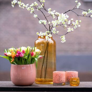 Glass Flowervase Barrel B2 Gold Bubbles, 4 of 7