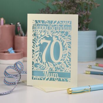 Personalised 70th Birthday Card Papercut Flower Design, 4 of 7