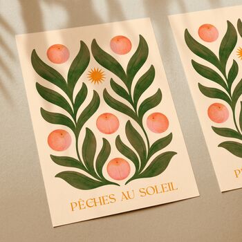 Peaches Botanical Floral Art Print Poster, 2 of 4