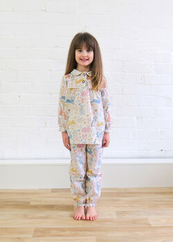 Girls Bouncing Bunny Rabbit Spring Cotton Pyjama Set, 2 of 7