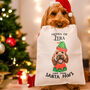 Dog Christmas Sack With Elf Costume Personalised Small, thumbnail 1 of 9