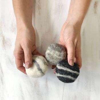 Fair Trade Wool Felted Soap Marble Pebble 3pc Gift Set, 3 of 12