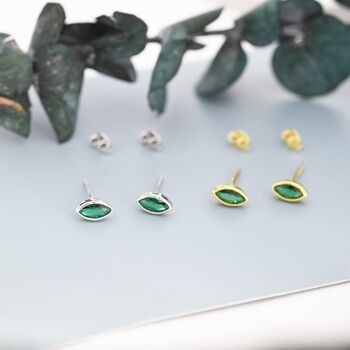 Emerald Green Cz Stud Earrings, 5 of 12