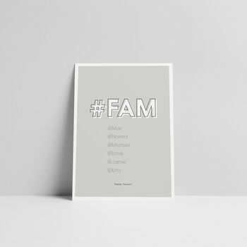 #Fam Modern Family Personalised Print With Names, 5 of 6