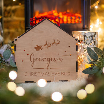 Personalised Christmas Eve Box Wooden House, 8 of 12