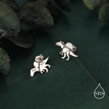 Sterling Silver Spinosaurus Dinosaur Stud Earrings, 5 of 12