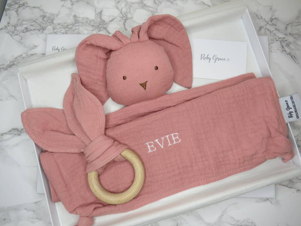 Personalised Bunny Comforter And Teether, 1 of 4